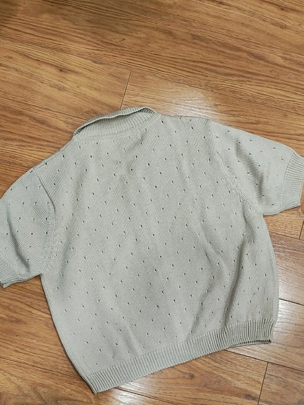 Ballinger Gold Cream Short-Sleeve Button-Up Knit Sweater - Picture 8 of 9